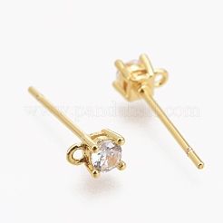 Accessoires de puces d'oreilles en laiton zircone cubique claire micro pavé&nbsp;ZIRC-L098-043G