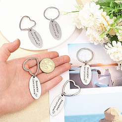 6 stücke 2 arten muttertag oval mit wort erinnern ich liebe dich mama edelstahl schlüsselbund&nbsp;AJEW-GO0001-57