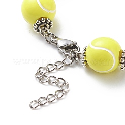 Rundes Perlenarmband aus Acryl mit Sportballmotiv&nbsp;BJEW-JB08660-03