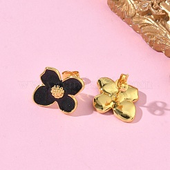 Orecchini in ottone fiore dello smalto&nbsp;EJEW-P341-03G
