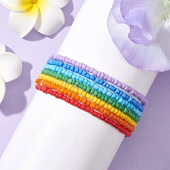 7 Stück Regenbogen-Stil Glas-Saatperlen-Armbänder-Sets für Frauen&nbsp;BJEW-JB10065-01