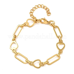 Armbänder aus Edelstahl 304 mit Herz- und Büroklammergliedern für Damen&nbsp;BJEW-F536-21G