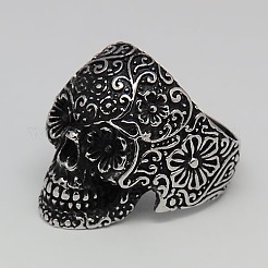 Personalisierte Retro Halloween Schmuck Zuckerschädelringe für Männer&nbsp;RJEW-F006-163