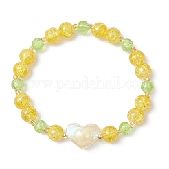 3 bracciale elastico in perline di vetro craquelé verniciate a spruzzo in 3 colori per donna&nbsp;BJEW-MZ00201