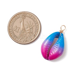 Pendentifs en coquillage cauri naturel peints à la bombe bleu ciel profond&nbsp;PALLOY-JF04260-02