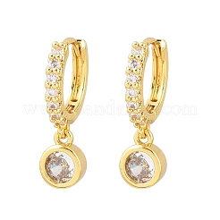 Pendientes colgantes de aro de latón con micro circonitas cúbicas.&nbsp;KK-Z166-15G-02