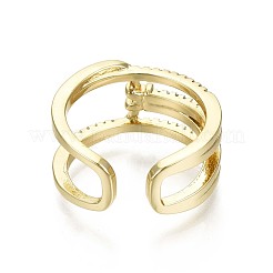 Messing Micro Pave klare Manschettenringe aus Zirkonia&nbsp;RJEW-S044-101-NF