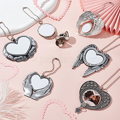 6 ensemble de 6 styles de décorations de pendentif vierges par sublimation par transfert thermique en alliage de zinc&nbsp;AJEW-GA0007-54