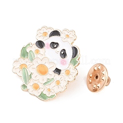 Pins en émail panda avec marguerite&nbsp;JEWB-L028-02G-01
