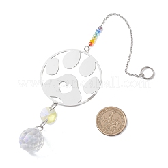 Hängender Sonnenfänger aus Edelstahl in Pfotenabdruckform (201) und Regenbogenkristallglas&nbsp;HJEW-JM04679