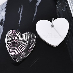 Orecchini a bottone stampati in acrilico a forma di cuore per donna&nbsp;EJEW-G418-01D