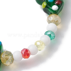Bracelets extensibles en perles de verre ronds et en forme d'arbre de noël pour femmes&nbsp;BJEW-TA00503