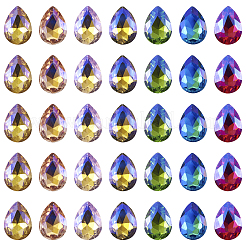 70 Stück 7 Farben spitz zulaufende Glas-Strass-Cabochons&nbsp;RGLA-TA0001-06