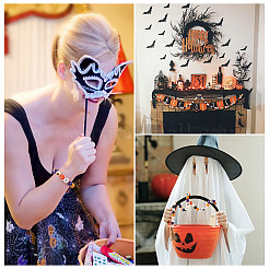 13 Stil Halloween Spray bemalte Naturholzperlen&nbsp;WOOD-TA0001-85