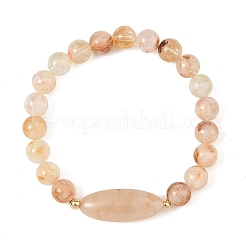 Bracciali elasticizzati con perline rotonde e ovali in pietra naturale mista&nbsp;BJEW-JB14485
