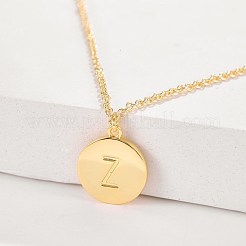 Collier pendentif initiale en laiton&nbsp;NJEW-BB35341-Z