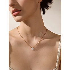 Minimalistische natürliche weiße Muschelblumenanhänger 304 Edelstahlkette Halsketten für Frauen&nbsp;LS-CE9566