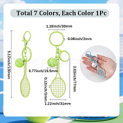 7 portachiavi in lega da tennis con racchette da tennis in 7 colori&nbsp;KEYC-SP0001-60