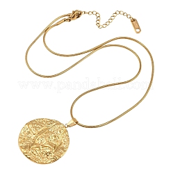 Collane con ciondolo a moneta testurizzata in acciaio inossidabile 304&nbsp;LS-SA-CBA0F84-03G