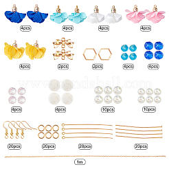 Kits de fabrication de boucles d'oreilles pendantes en tissu fleuri à faire soi-même&nbsp;DIY-SC0013-04