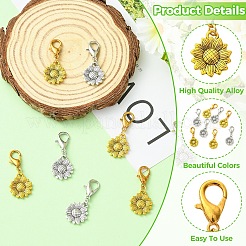 8 pendentif décoratif en alliage tournesol bicolore&nbsp;HJEW-YW00565