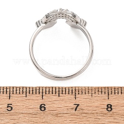Fingerringe aus Messing mit Mikropavé-Kubikzirkonia für Damen&nbsp;RJEW-K261-14P