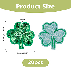 20 applique a forma di trifoglio in tessuto non tessuto per il giorno di San Patrizio&nbsp;DIY-DC0003-64