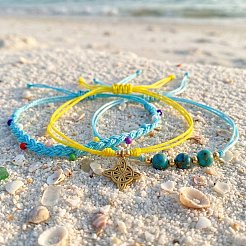 Verstellbares Armband-Set im sommerlichen Strandstil mit synthetischen grünen Türkisperlen und Imperial-Steinen&nbsp;UQ9789-2