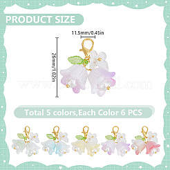 30 pendentif décoratif en résine en forme de papillon rose&nbsp;HJEW-GO00219