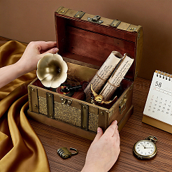 Cajas organizadoras de almacenamiento de joyas de madera retro con cierres&nbsp;CON-WH0115-96A