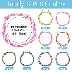 32 Stück 8 Stile Polyester & Spandex Kordel geflochtene Perlenarmbänder&nbsp;BJEW-TAC0066