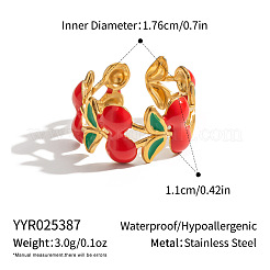 Bagues ouvertes en acier inoxydable 304 cerise pour femmes&nbsp;SK2283