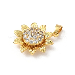 Pendentifs rotatifs en laiton micro pavé de zircone cubique transparente&nbsp;KK-F905-23G-02