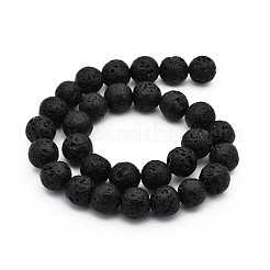 Brins de perles rondes en pierre de lave naturelle&nbsp;X-G-M169-14mm-03