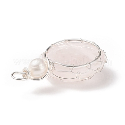 Pendentifs de quartz rose naturel&nbsp;PALLOY-JF01790-02