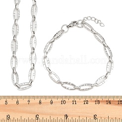 Schmucksets aus ovalem Gliederarmband und Halskette aus Edelstahl 304&nbsp;SJEW-L199-03P