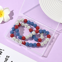 1 collier extensible en perles rondes et strass en argile polymère&nbsp;NJEW-SP0001-14G