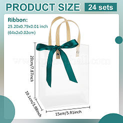 Sacs fourre-tout cadeaux en plastique PVC givré transparent avec ruban vert&nbsp;ABAG-WH0048-68C