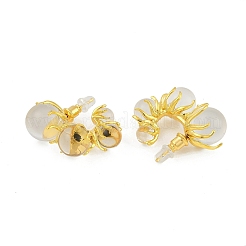Pendientes redondos de latón con resina transparente&nbsp;EJEW-Q391-31G