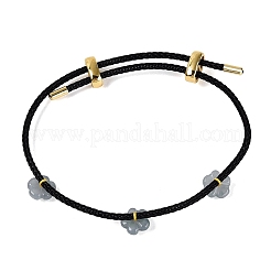 Verstellbares Armband aus Rindsleder mit Schiebeverschluss und Messingperlen&nbsp;BJEW-N041-05