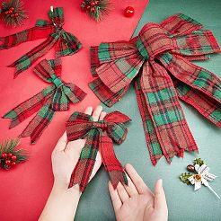10 pieza de lazo de poliéster con estampado de tartán navideño de 2 estilos&nbsp;AJEW-CA0002-64