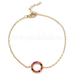 Anello in acciaio inossidabile 304 con ciondolo in strass colorato collane e bracciali e orecchini a bottone set per donna&nbsp;SJEW-C004-09G-02