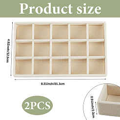 15 rejilla rectangular de madera cubierta con terciopelo para exhibir joyas y baratijas&nbsp;AJEW-WH20054-062G-01