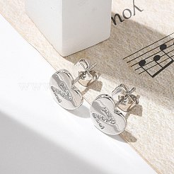 Orecchini a bottone con micro pavé di zirconi chiari in ottone placcato cremagliera&nbsp;EJEW-K299-01P-Z