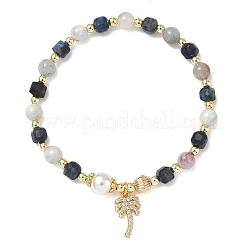 Bracelets extensibles en laiton sertis de micro-pavés de zircone cubique transparente&nbsp;BJEW-JB14378-02