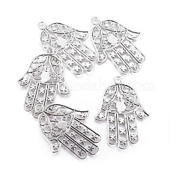 Lega in stile tibetano grande hamsa mano / mano di fatima / mano di ciondoli miriam&nbsp;TIBEP-16901-AS-NR