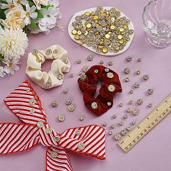 200 Stück 4 Stile Blumen-Legierung aus Glas zum Aufnähen von Strassen&nbsp;FIND-FG0004-40G