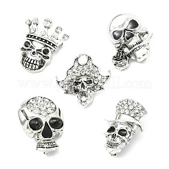 5 pieza de 5 estilos de alfileres de solapa de aleación de calavera con rhinestone&nbsp;JEWB-CJ0003-51