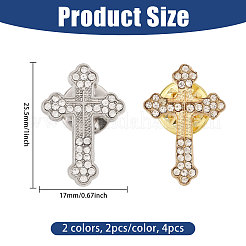 4 pieza de 2 colores de aleación de zinc y rhinestone para alfileres de solapa para mochilas y ropa.&nbsp;JEWB-PH0002-07