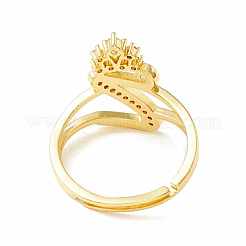 Lettera iniziale in zirconi chiari con anello regolabile corona&nbsp;RJEW-M139-17Z
